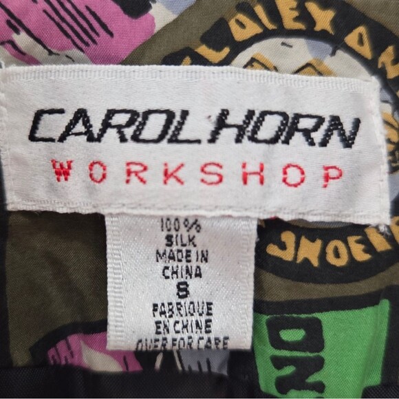 Vintage 90s Carol Horn Workshop Silk Travel Print Blazer 8 - Picture 5 of 10